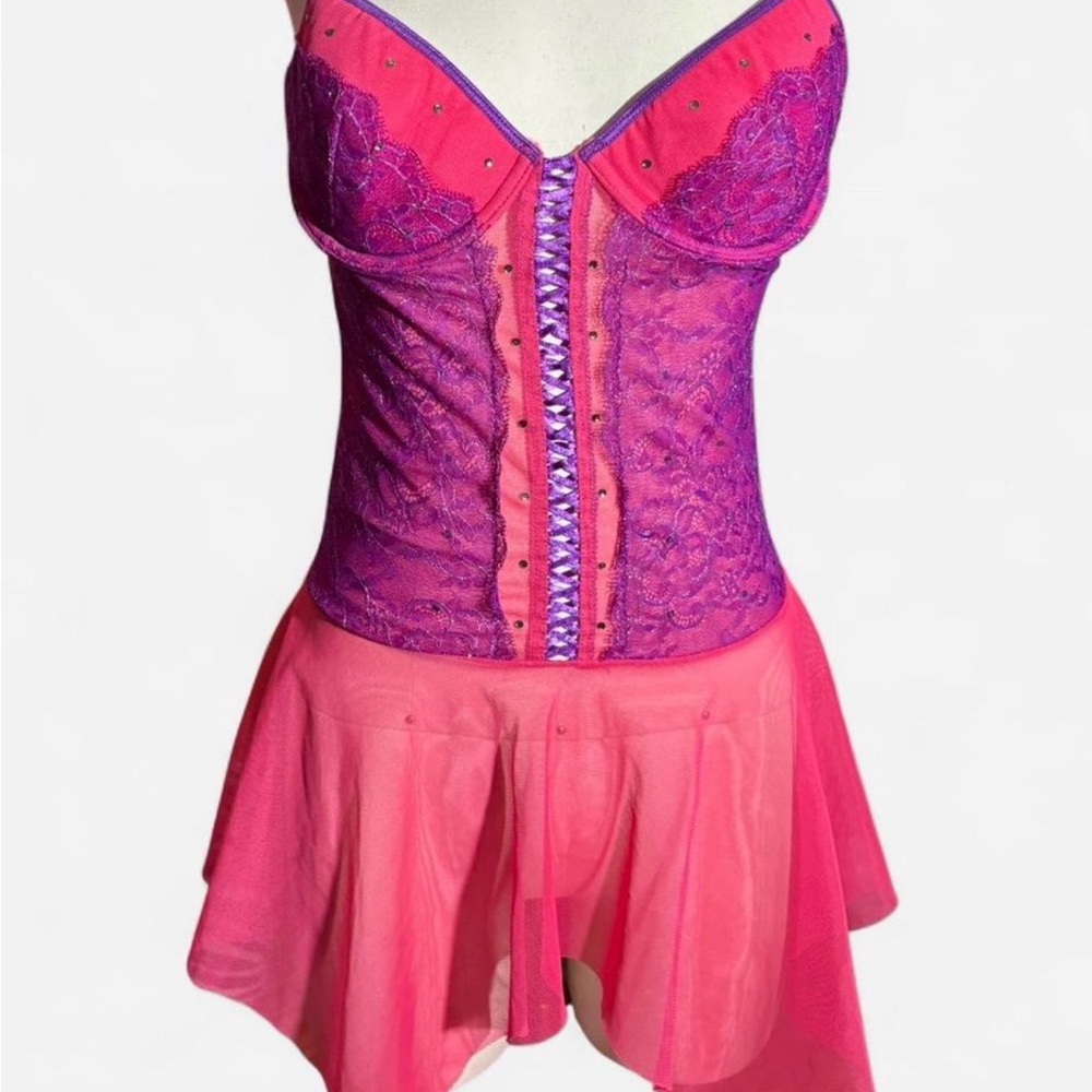 Victoria's Secret Pink and Purple Lace Chemise